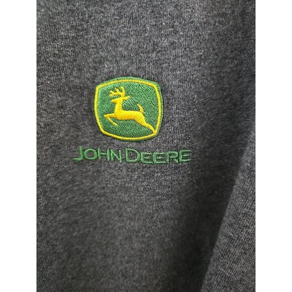 John Deere Charcoal Grey Long Sleeve Crewneck Tee Embroidered Tractor L - Picture 4 of 16
